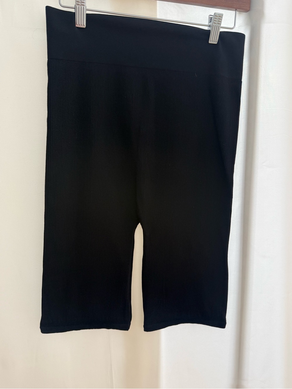 Black Ribbed Maternity Bike Shorts